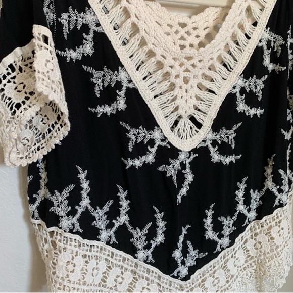 Solitaire | Size L Crochet Top Bohemian Western Festival Short Sleeve Festival - Picture 11 of 12